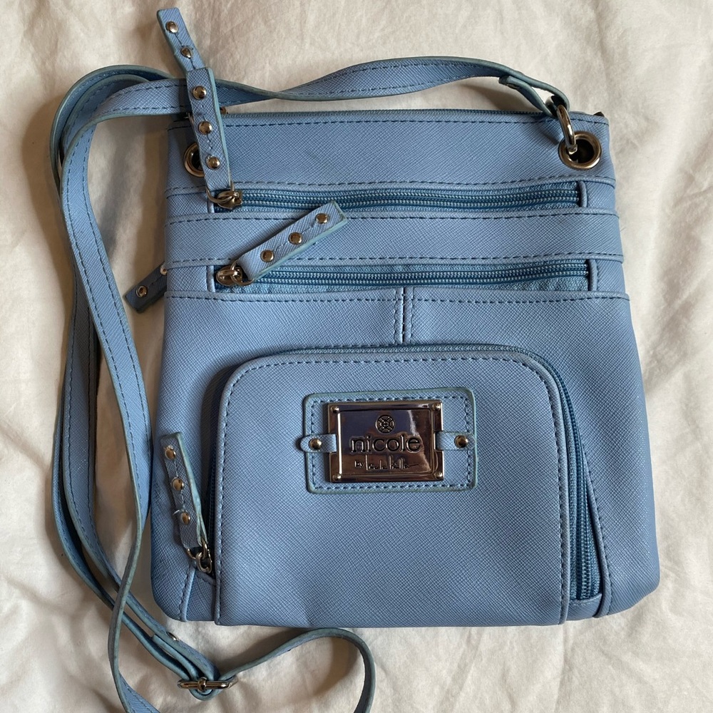 small blue nicole purse